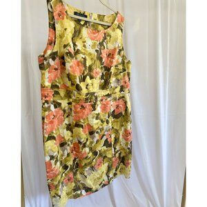 Anne Klein Women's Plus 22W Green/Peach Floral Dress